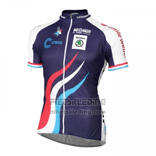 2016 Fietskleding Luxemburg Blauw en Wit Korte Mouwen en Koersbroek